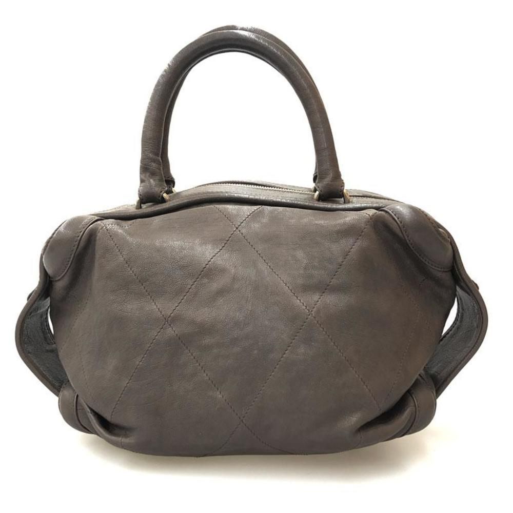 Chanel Metal Fittings Leather Brown Handbag